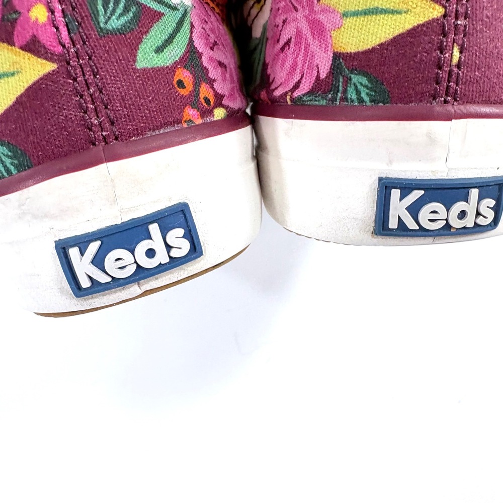 Keds Rifle Paper Co Champion Sneakers Burgundy Floral Canvas Low Top WH59881 - Picture 6 of 8